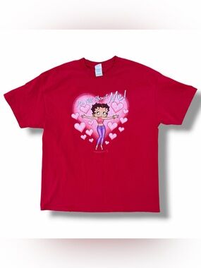 Vintage Y2K Betty Boop “All About Me” Hearts T-Shirt Red Size XL